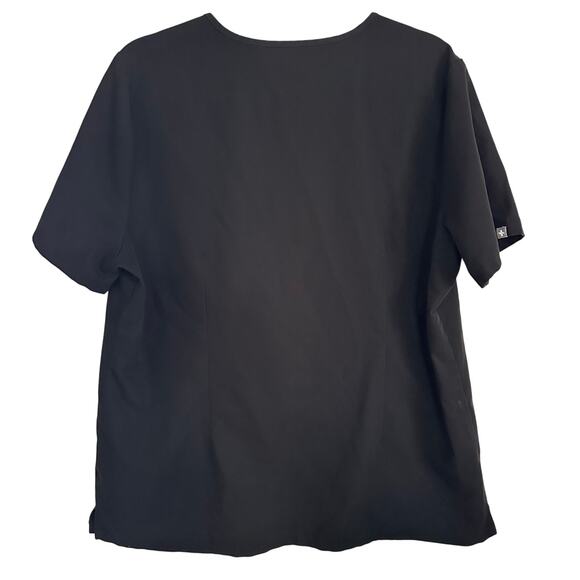 Figs Technical Collection V-Neck Top XL Black Two Pocket Scrub Uniform Shirt - Picture 3 of 7